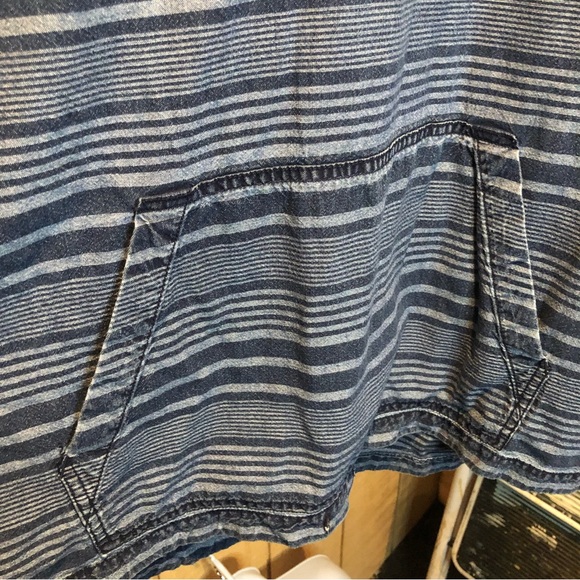 American Eagle Blue Striped Lightweight Hoodie with Buttons size XL Men’s - Picture 4 of 11